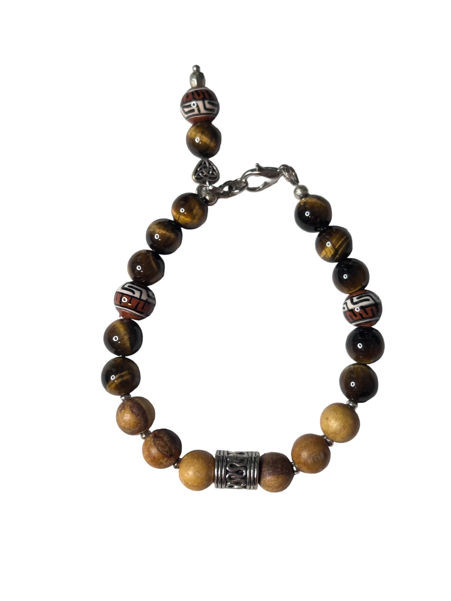 Stylish and Durable Stainless Steel Bracelet with Brown Beads