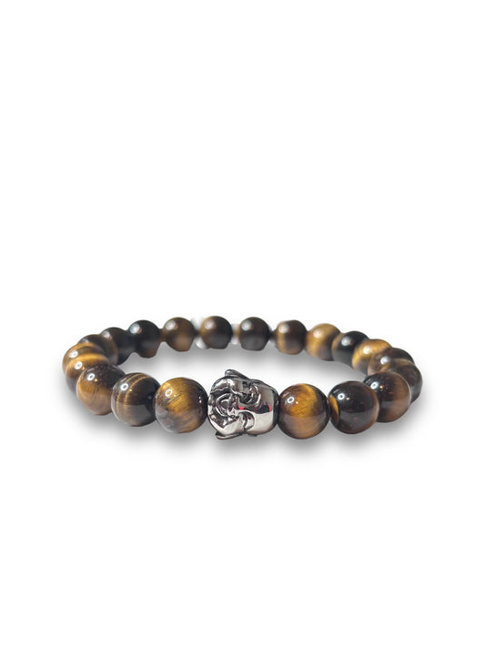 Silver Buddha Charm Bracelet with Beads