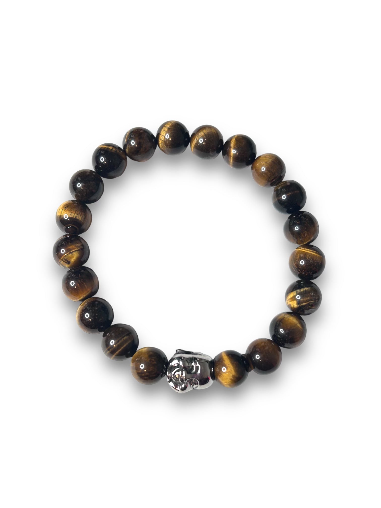 Silver Buddha Charm Bracelet with Beads