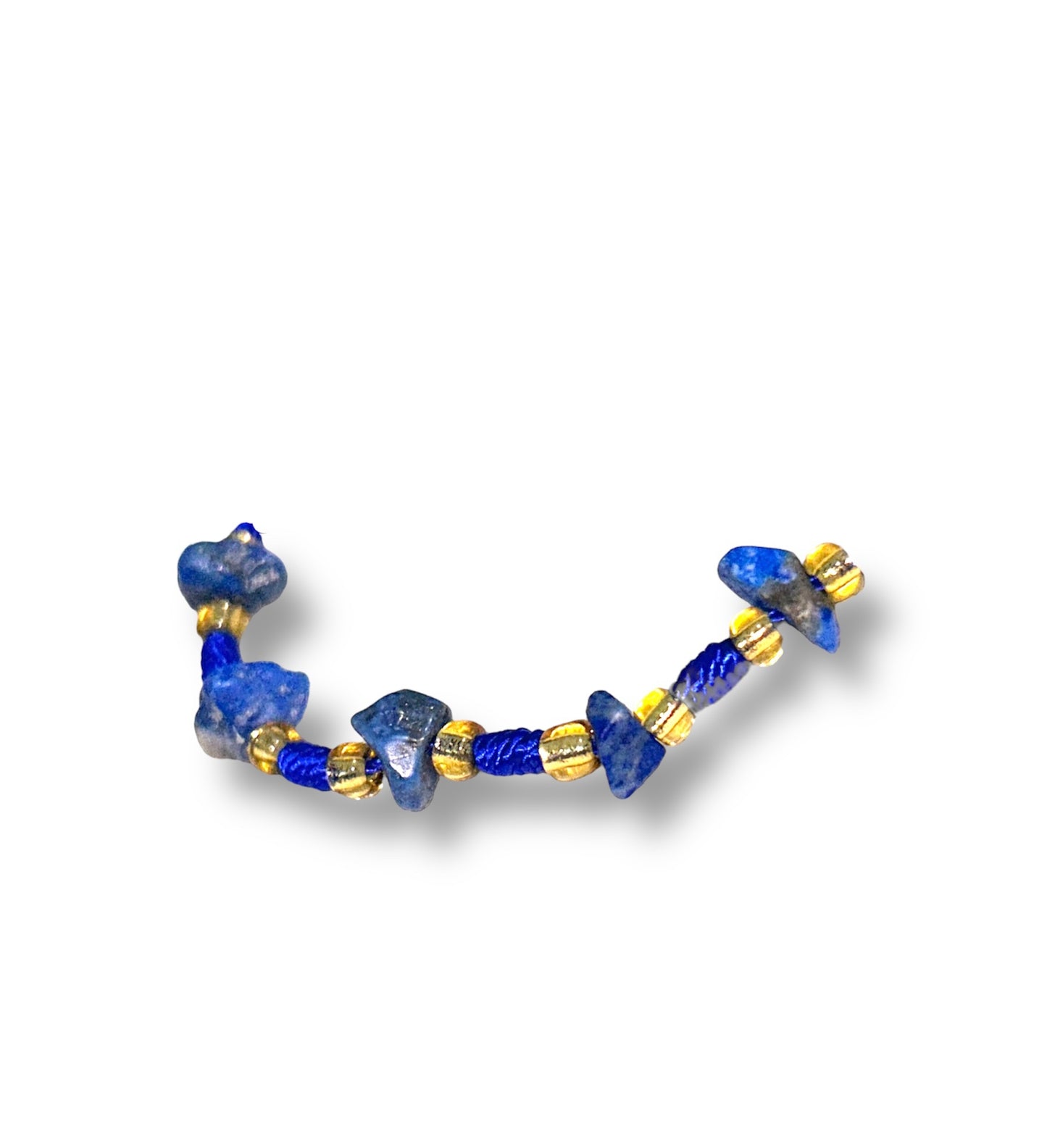 Vibrant Blue String Bracelet with Lapis Lazuli Stones and Beads for Inner Peace