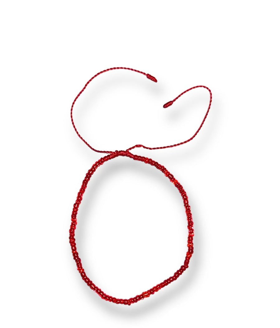 Minimalist Thin Red Beaded Bracelet