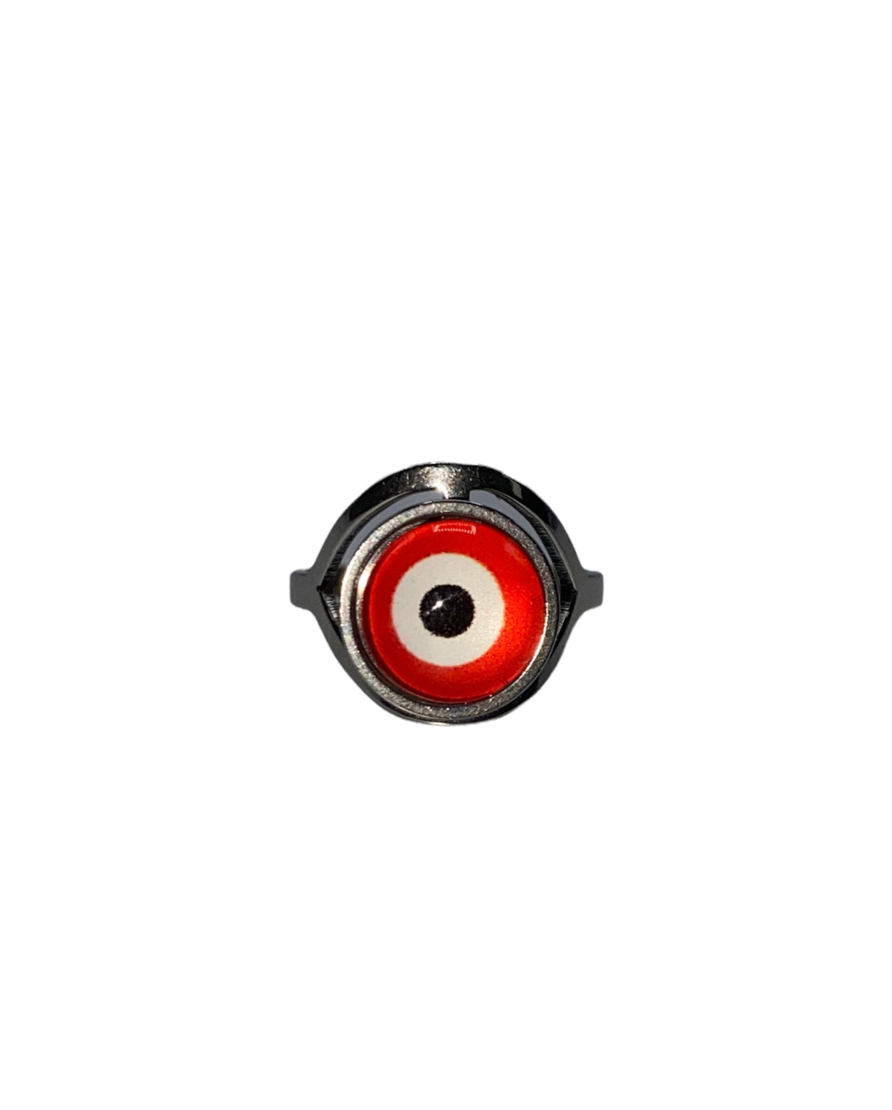 Delicate Silver Ring with Red Evil Eye