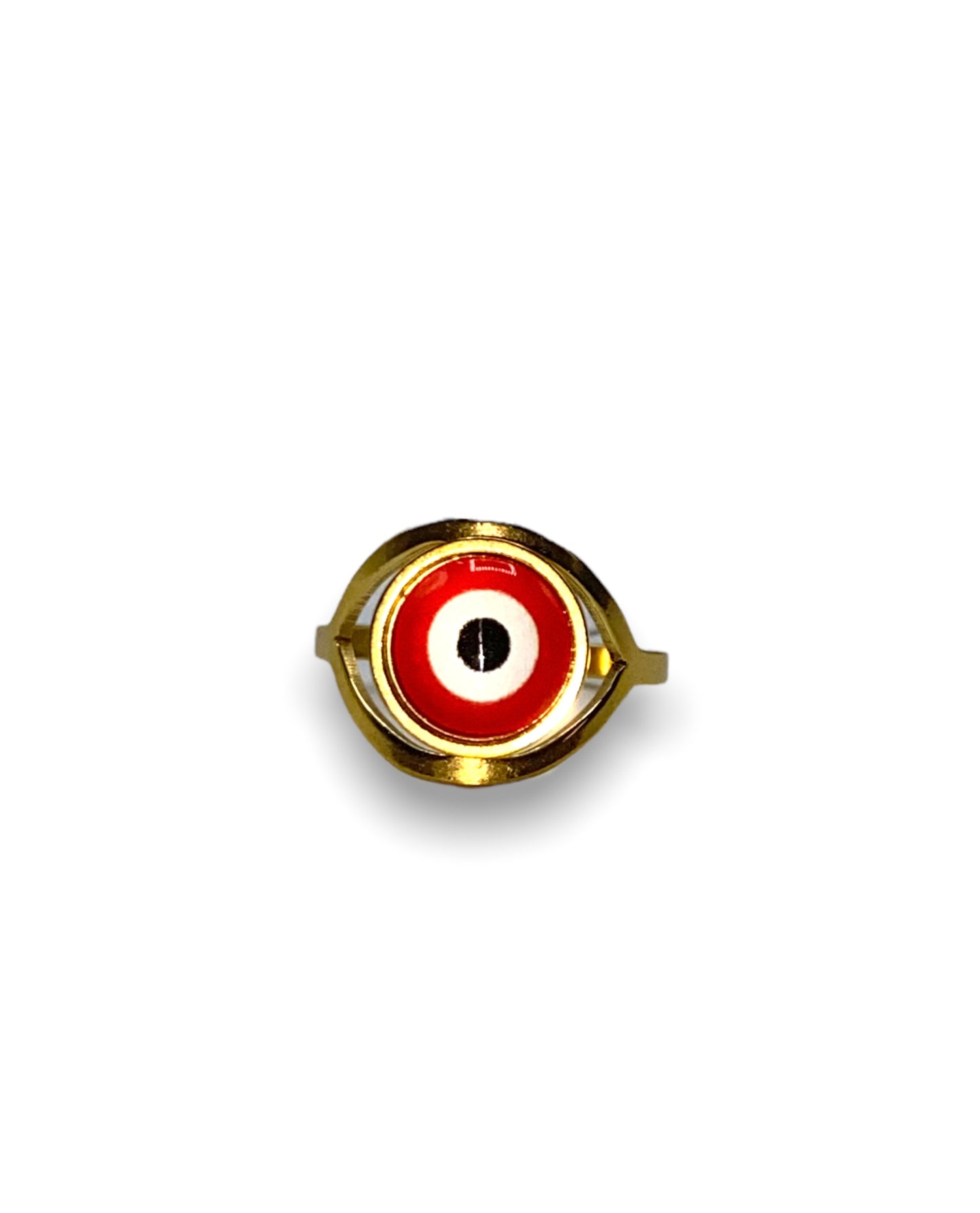 Dainty Gold Filled Ring with Red Evil Eye