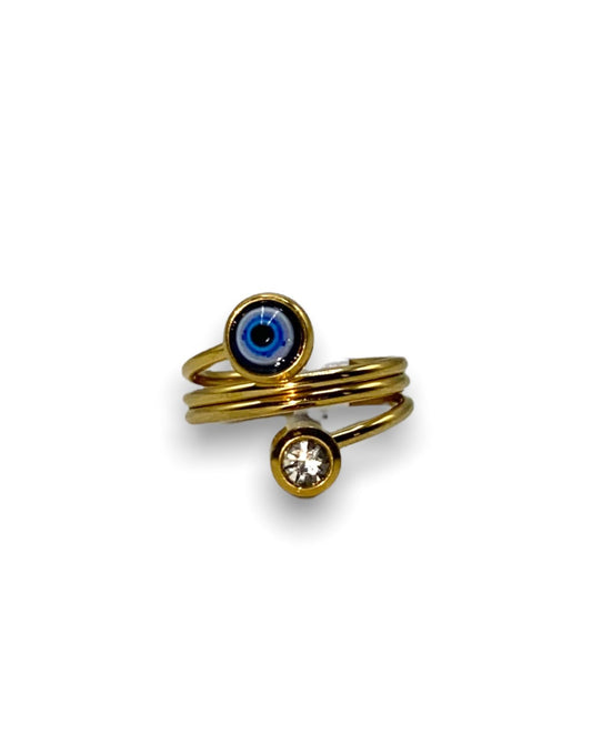 Stunning Spiral Evil Eye Ring for Protection and Style
