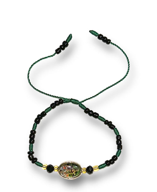 Elegant Black and Green Ochosi Bracelet with Medal