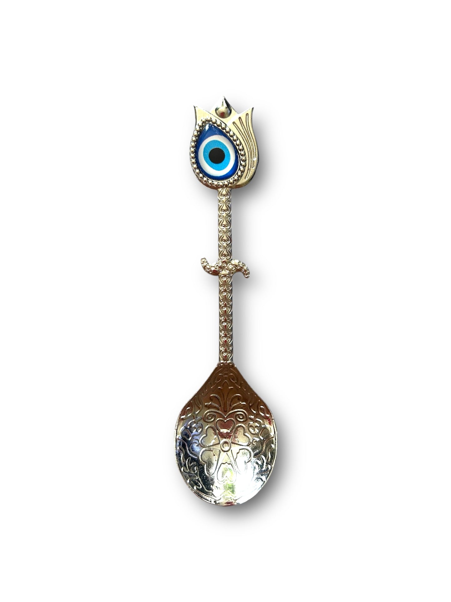 Silver Nazar Eye Spoon with Intricate Art Craft for Spiritual Protection