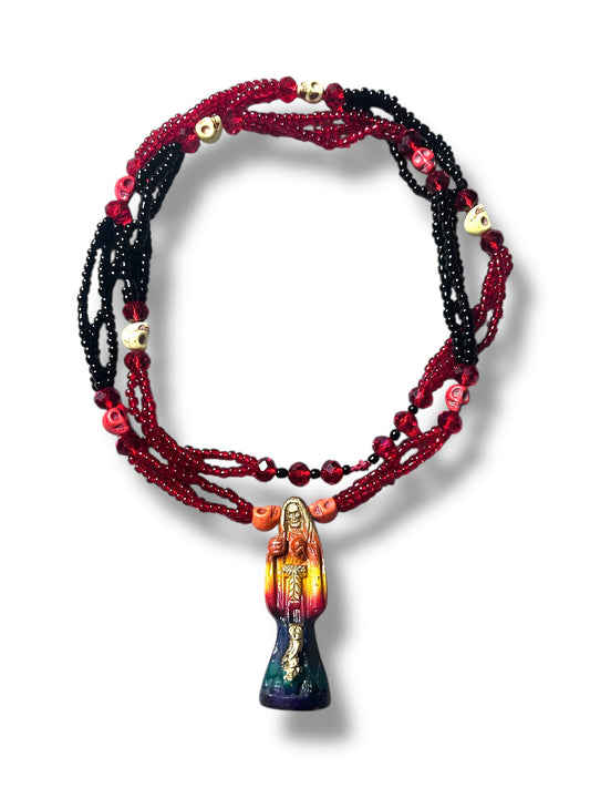 Red & Black Divine skull necklace