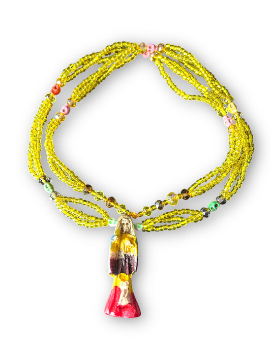 Yellow Crystal Holy santa Necklace