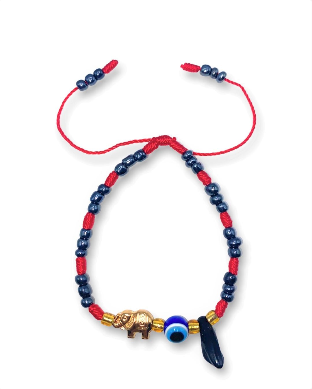 Red String Acerine Beads with Gold Elephant