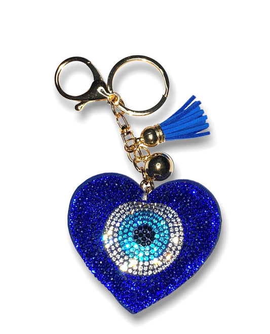 Blue Heart Evil Eye Key Chain