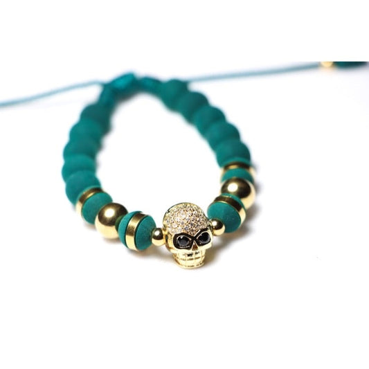 Teal And Gold Skull