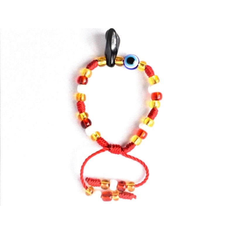 Red White and Gold Evil Eye with Hand