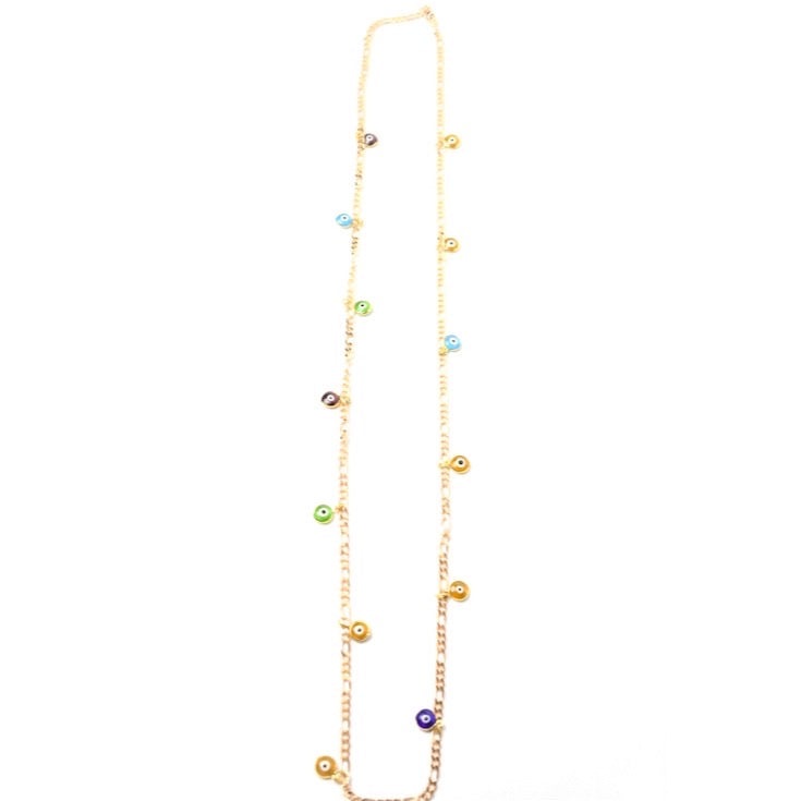 Gold Filled Multicolored Evil Eyes waist chain