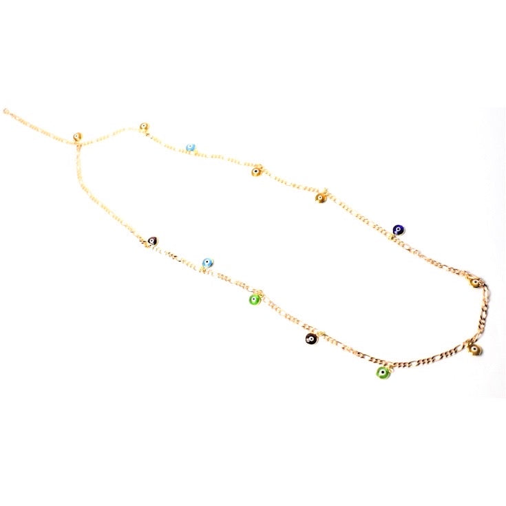 Gold Filled Multicolored Evil Eyes waist chain